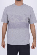 Men’s Melange Floral Graphic T-Shirt – Textured Grey Streetwear