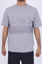 Men’s Melange Floral Graphic T-Shirt – Textured Grey Streetwear