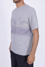 Men’s Melange Floral Graphic T-Shirt – Textured Grey Streetwear