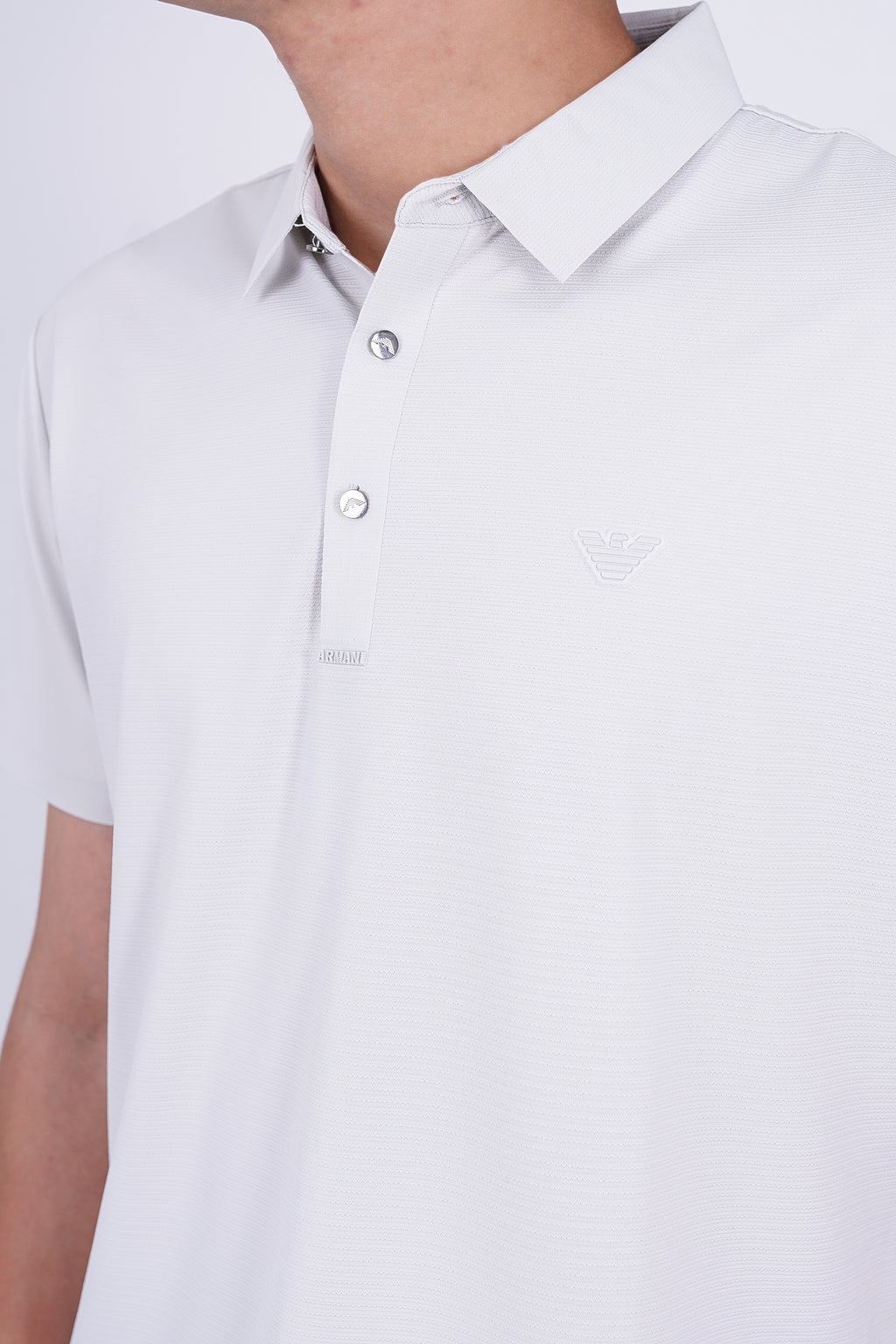 Armani Men's Short-Sleeve Logo Polo Shirt Gray – Essential Luxury Collection