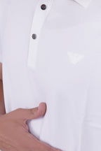 Armani Men's Short-Sleeve Logo Polo Shirt White – Essential Luxury Collection