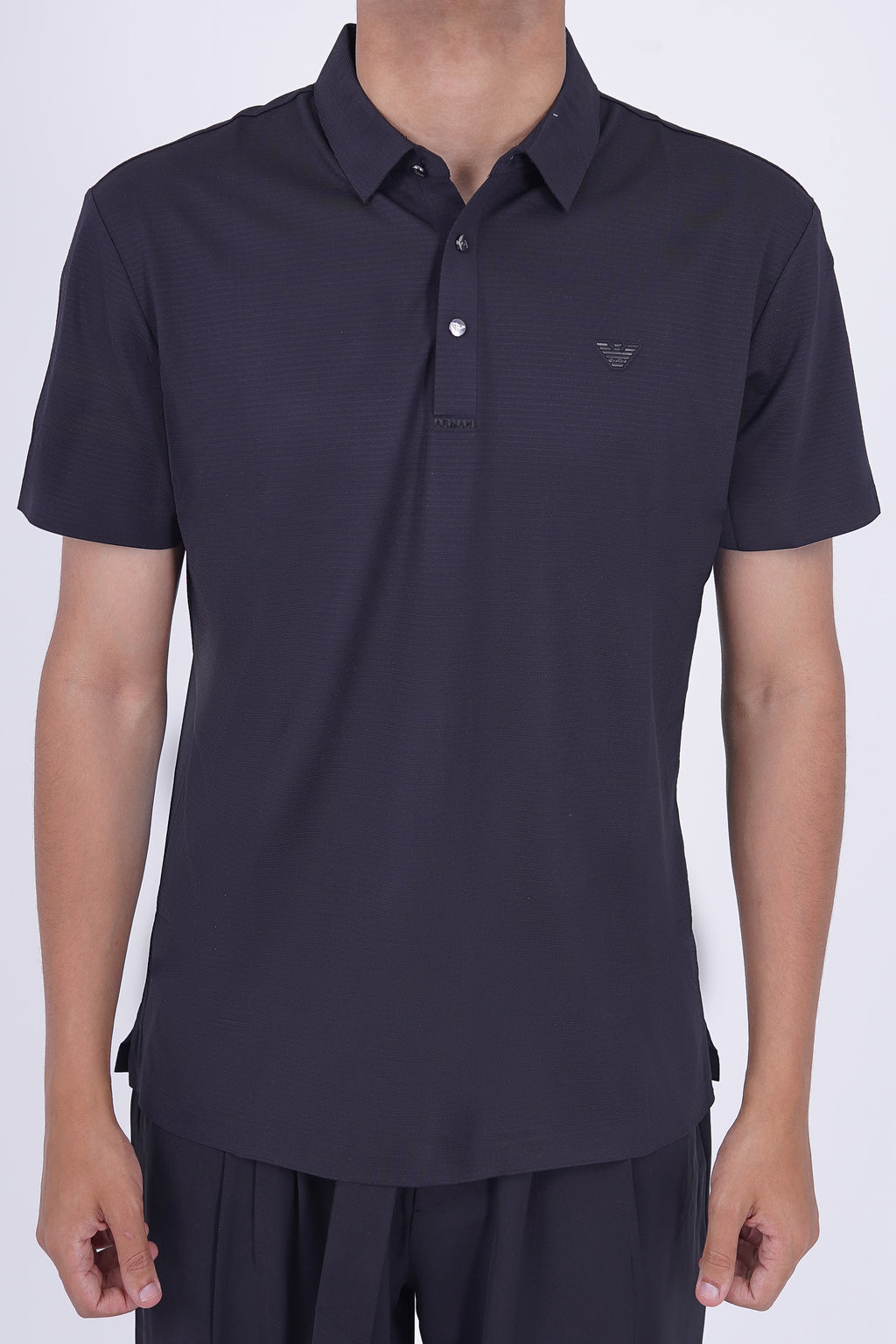 Armani Men's Short-Sleeve Logo Polo Shirt Black – Essential Luxury Collection