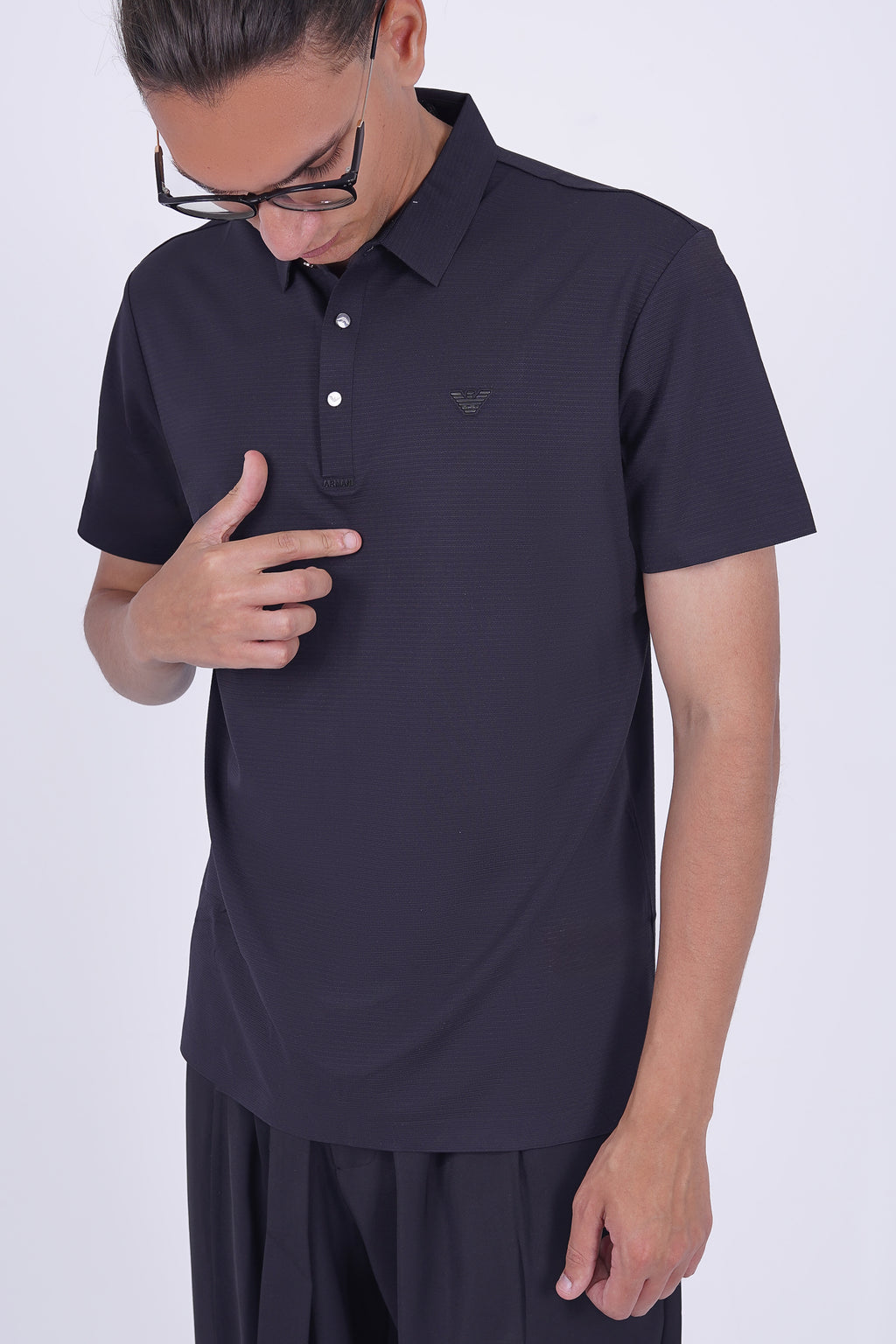 Armani Men's Short-Sleeve Logo Polo Shirt Black – Essential Luxury Collection