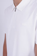 BOSS Men's Quarter-Zip Performance Polo White – Signature Series