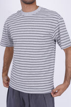 Textured Micro-Stripe Essential T-Shirt