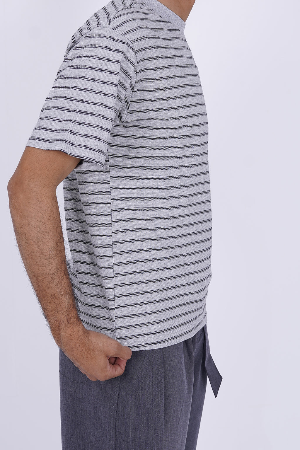 Textured Micro-Stripe Essential T-Shirt