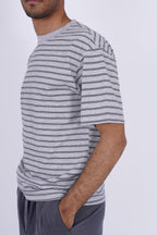 Textured Micro-Stripe Essential T-Shirt