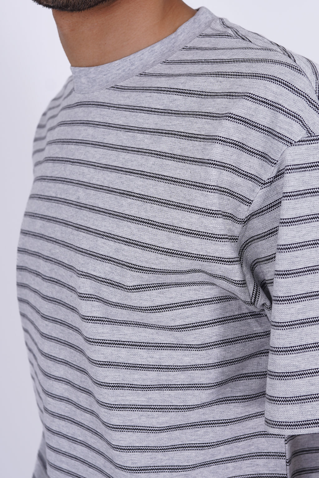 Textured Micro-Stripe Essential T-Shirt