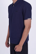 BOSS Men's Quarter-Zip Performance Polo Navy – Signature Series