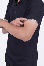 BOSS Men's Quarter-Zip Performance Polo Black – Signature Series