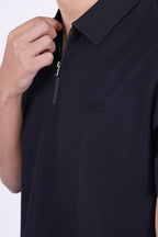 BOSS Men's Quarter-Zip Performance Polo Black – Signature Series