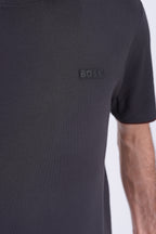 BOSS Knitted Slim-Fit T-Shirt Charcoal Grey