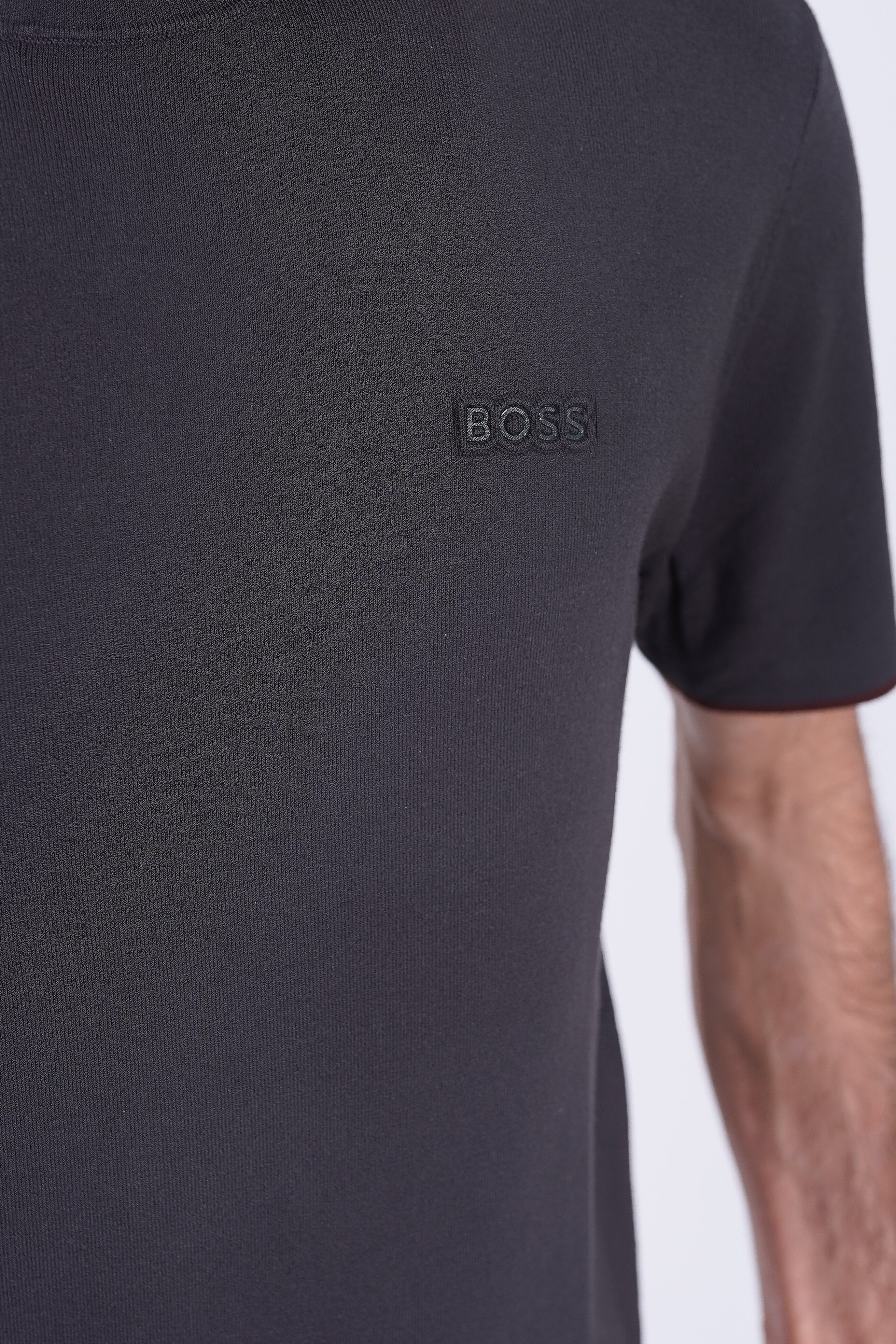 BOSS Knitted Slim-Fit T-Shirt Charcoal Grey