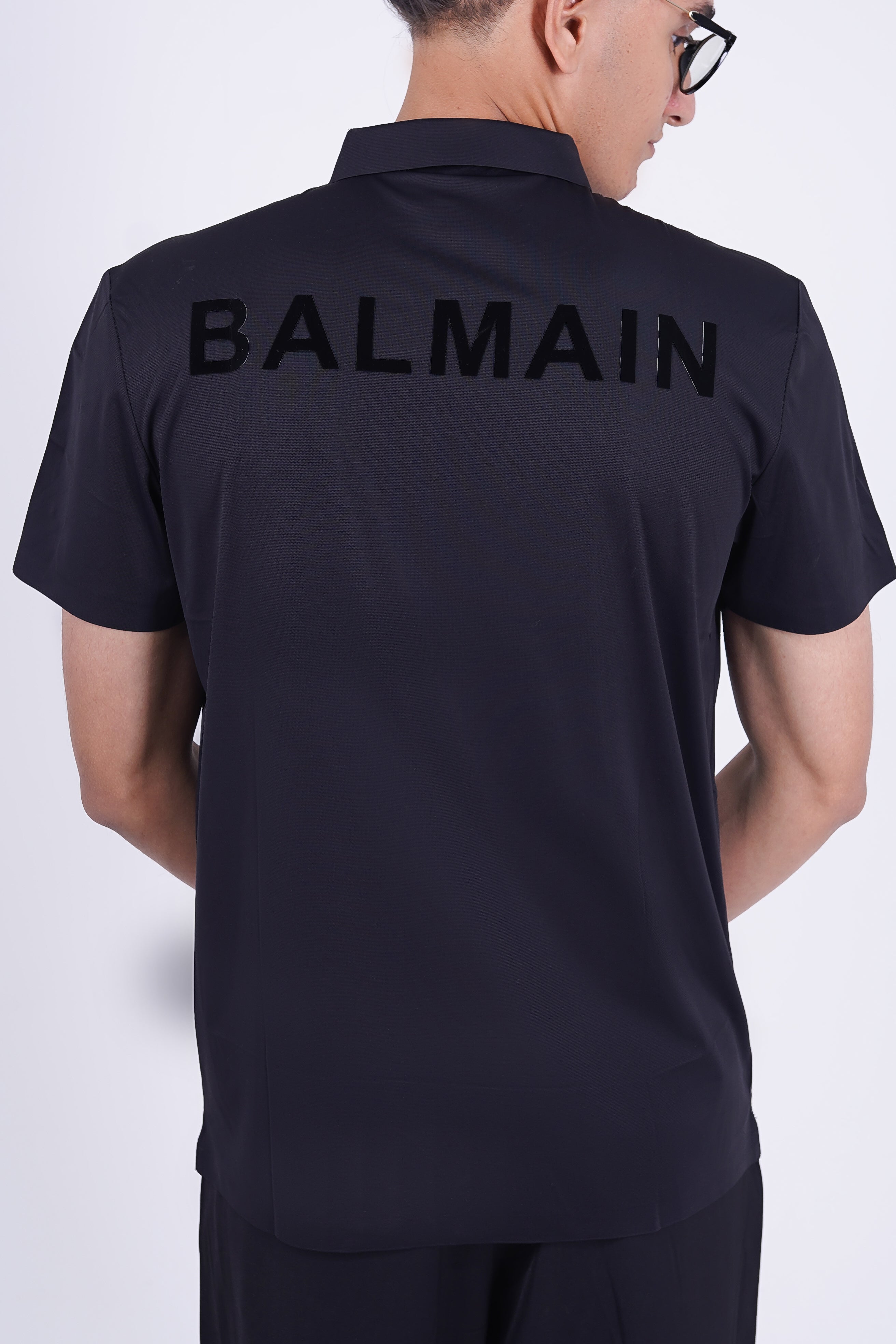 Balmain Men's Short-Sleeve Logo Polo Shirt Black– Athletic Luxury Edition