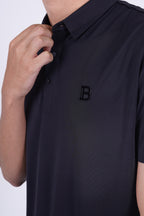 Balmain Men's Short-Sleeve Logo Polo Shirt Black– Athletic Luxury Edition
