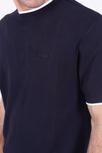 BOSS Knitted Slim-Fit T-Shirt Navy