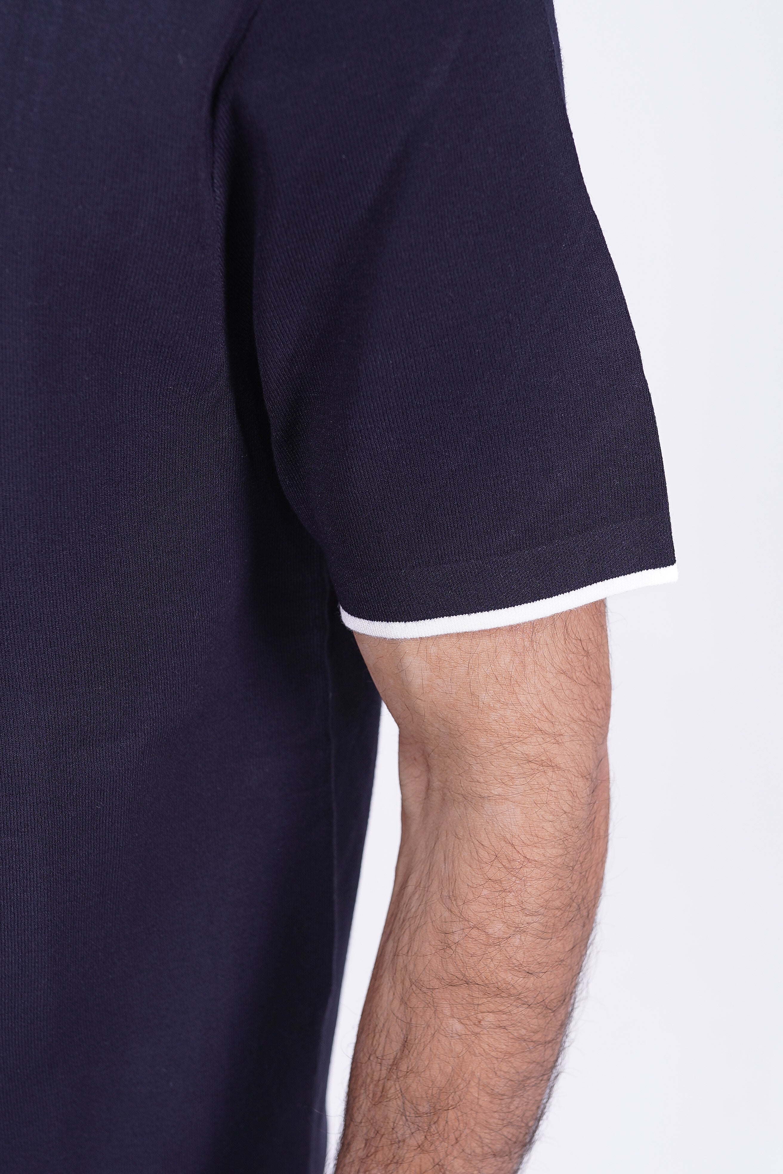 BOSS Knitted Slim-Fit T-Shirt Navy