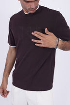 BOSS Knitted Slim-Fit T-Shirt Brown