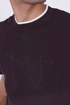 BOSS Knitted Slim-Fit T-Shirt Brown