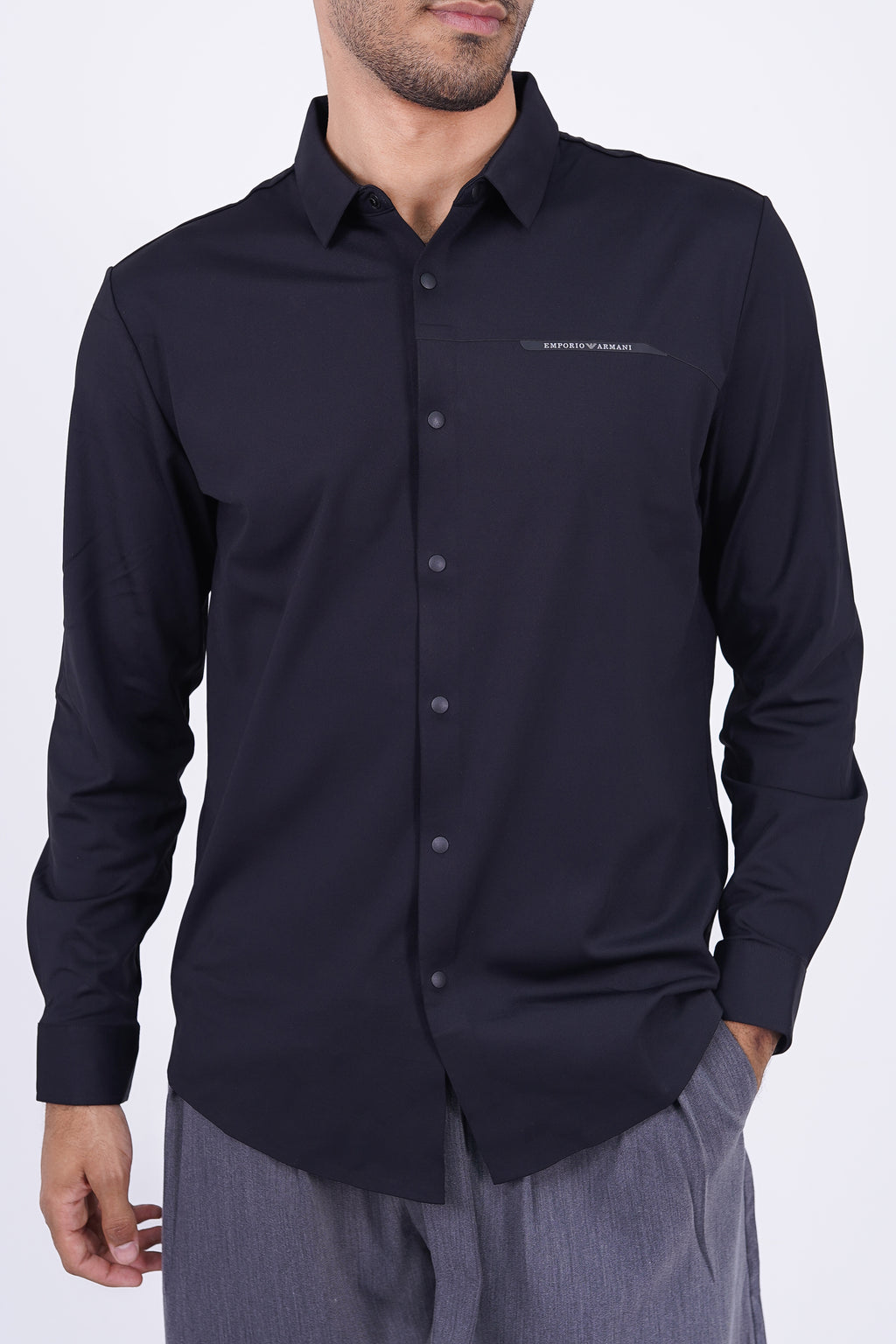 Emporio Armani Tech-Stretch Long Sleeve Shirt Black