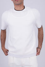 BOSS Knitted Slim-Fit T-Shirt white