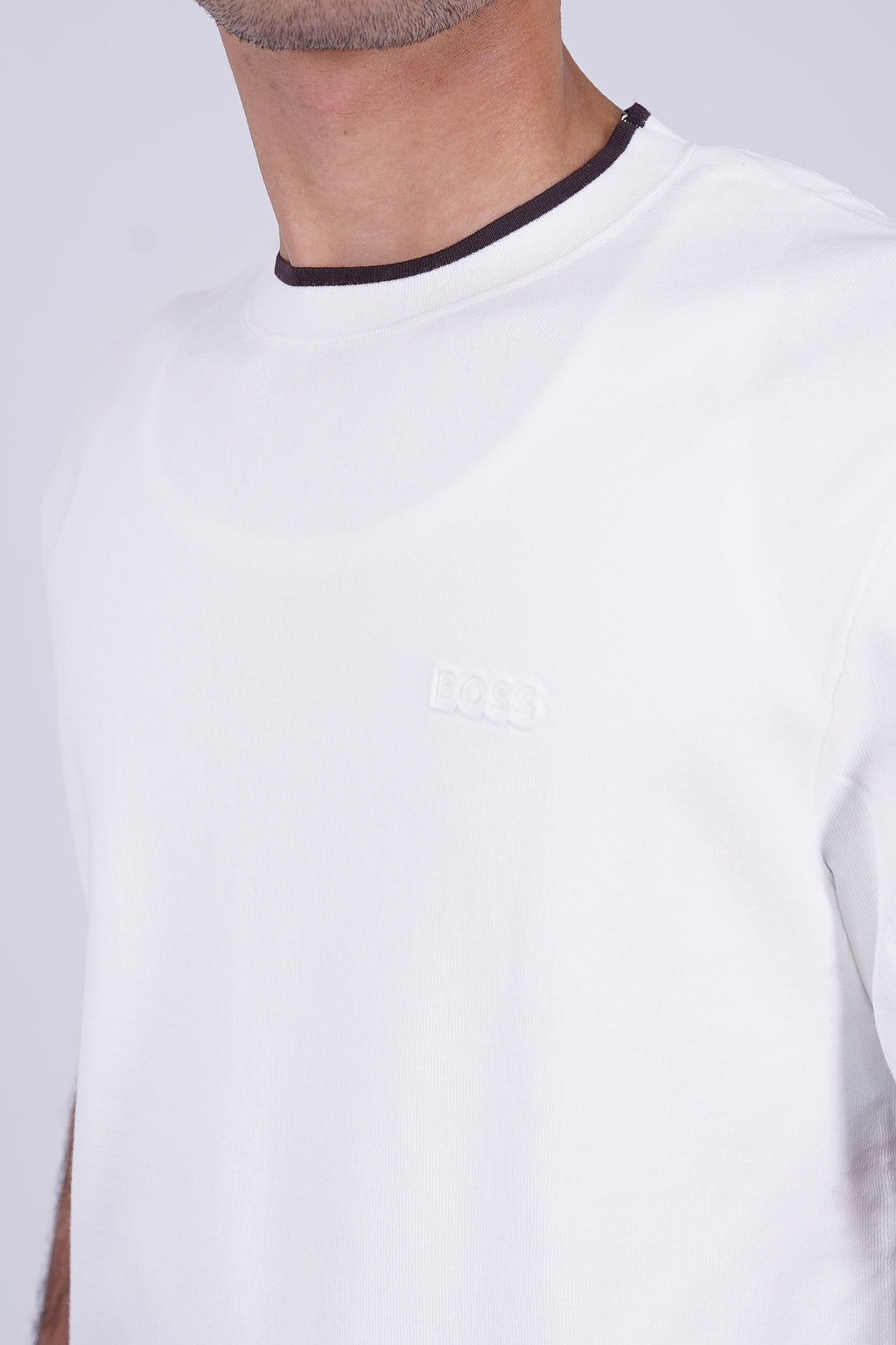 BOSS Knitted Slim-Fit T-Shirt white