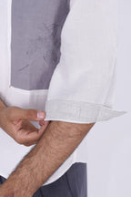 Embroidered Lotus Linen-Blend Shirt