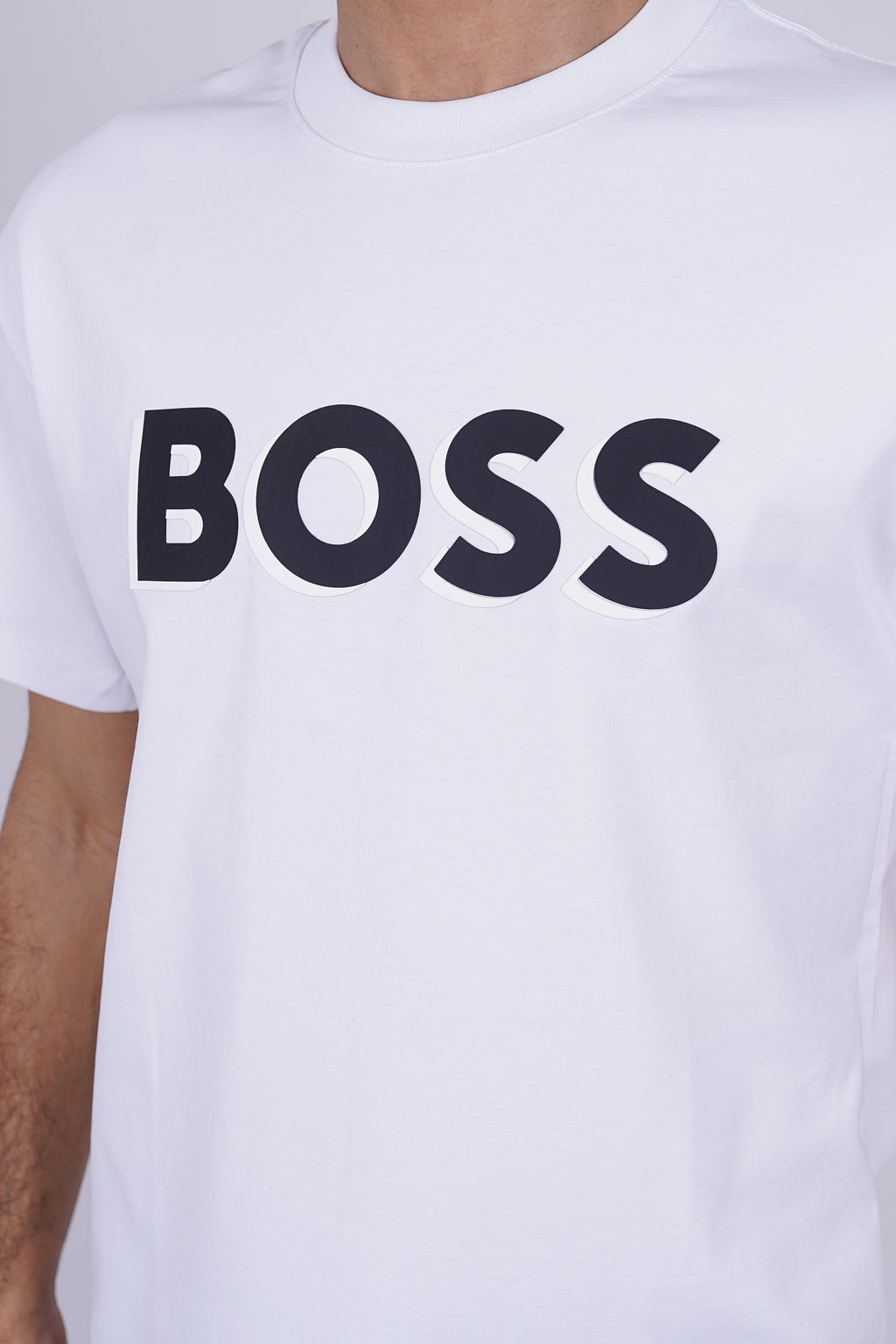 BOSS Men’s 3D Logo Cotton T-Shirt White – Modern Premium Casual Essential