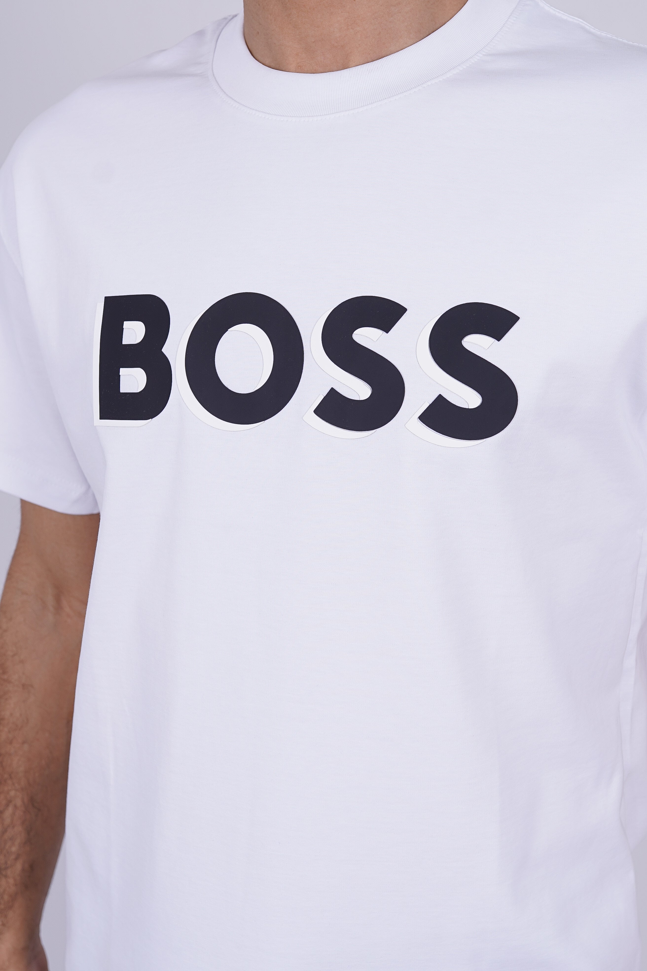 BOSS Men’s 3D Logo Cotton T-Shirt White – Modern Premium Casual Essential