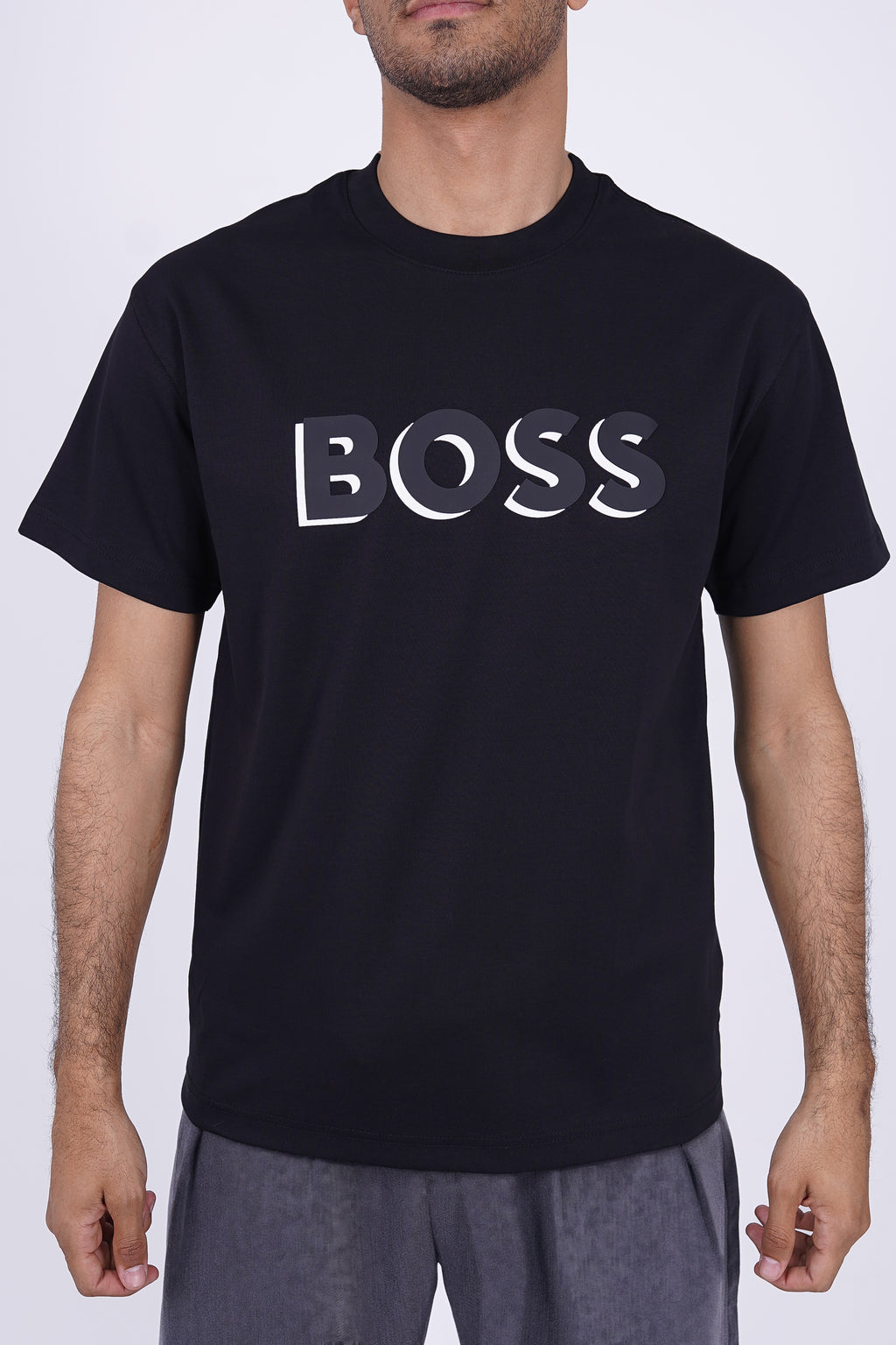 BOSS Men’s 3D Logo Cotton T-Shirt Black – Modern Premium Casual Essential