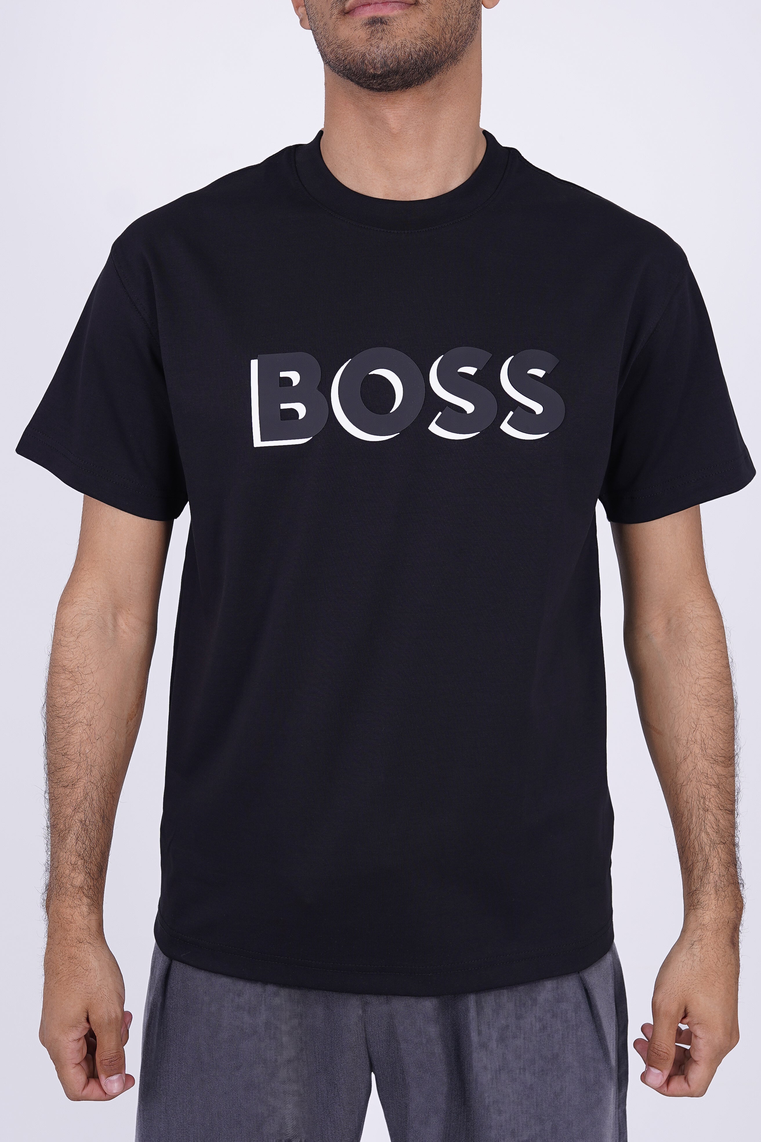BOSS Men’s 3D Logo Cotton T-Shirt Black – Modern Premium Casual Essential