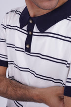 Striped Knitted Polo white