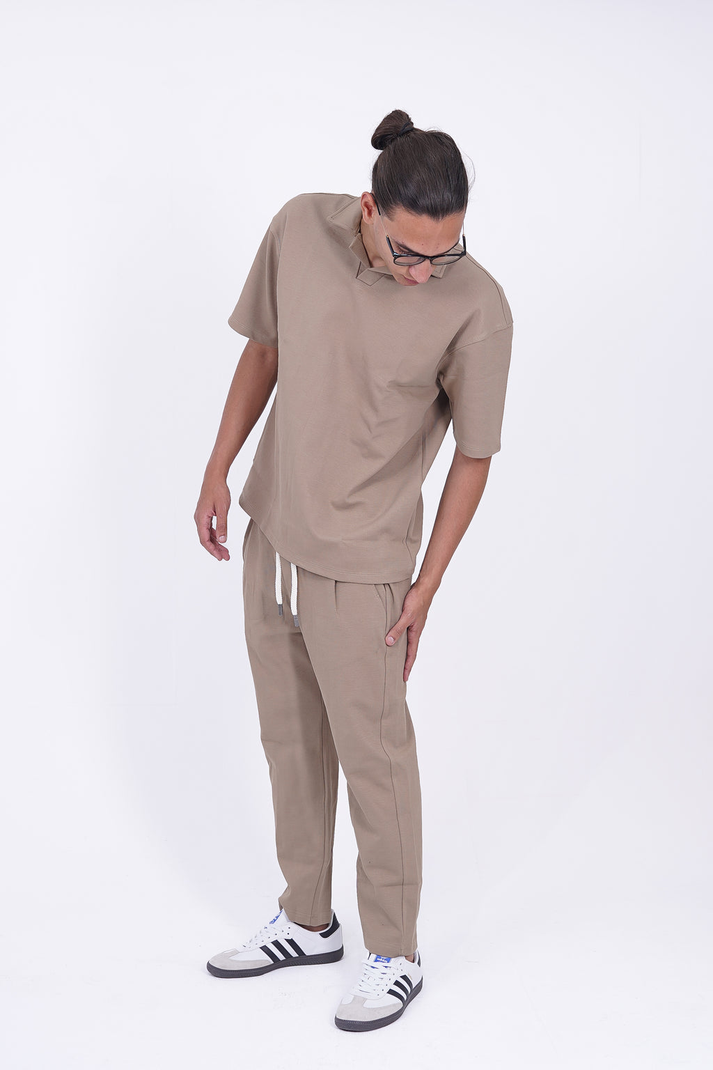 The Relaxed Piqué Lounge Set Beige